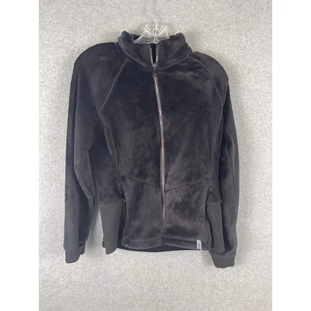 Free Country Jacket Womens M‎ Black Sherpa Full Zip Warm Long Sleeve Faux Fur